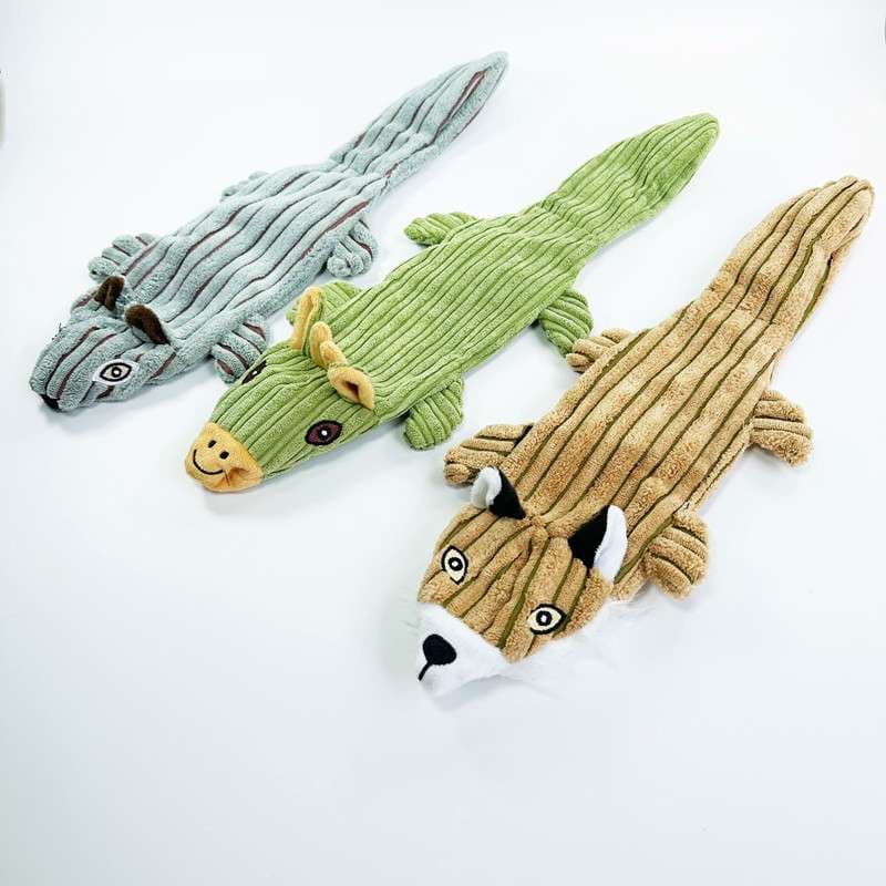 犬 おもちゃ ぬいぐるみ | コーデュロイ素材の細長い動物おもちゃ