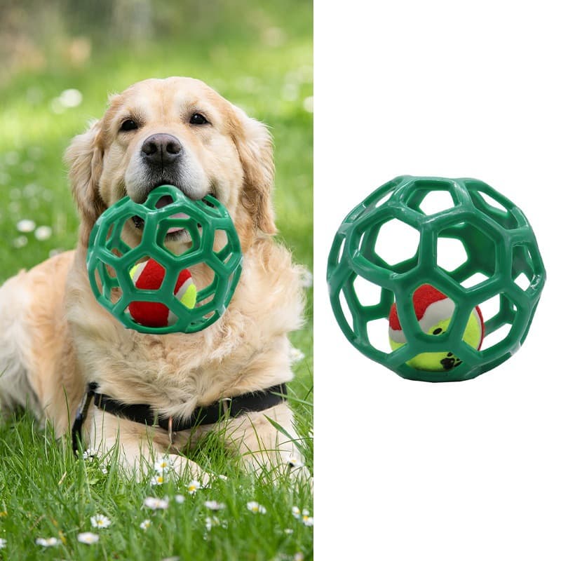 犬のおもちゃ 穴あき格子ボール ペット遊び玩具