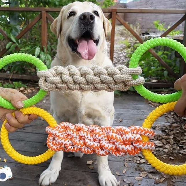 犬 おもちゃ ロープ | 愛犬喜ぶ丈夫な二重リングロープ