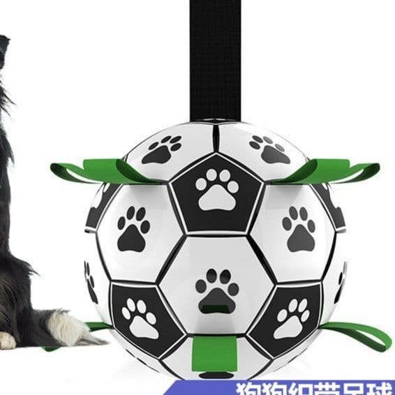 犬のおもちゃ 肉球模様サッカー型タグ付き愛犬専用ボール