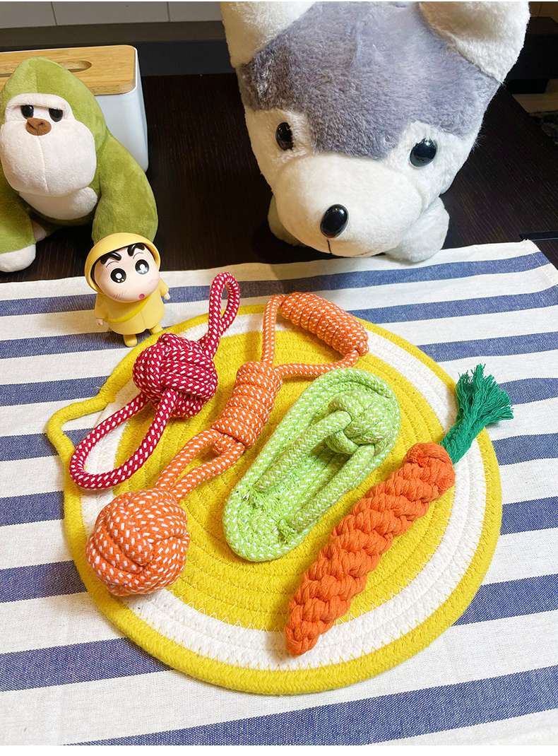 犬 おもちゃ ロープ | ペット用野菜ロープおもちゃセット