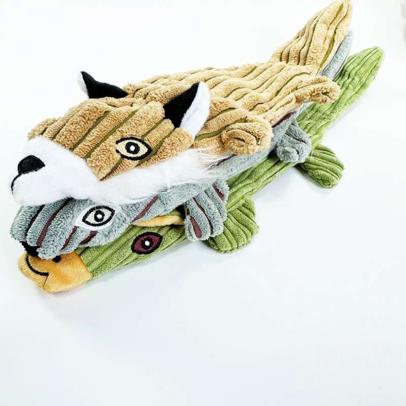 犬 おもちゃ ぬいぐるみ | コーデュロイ素材の細長い動物おもちゃ