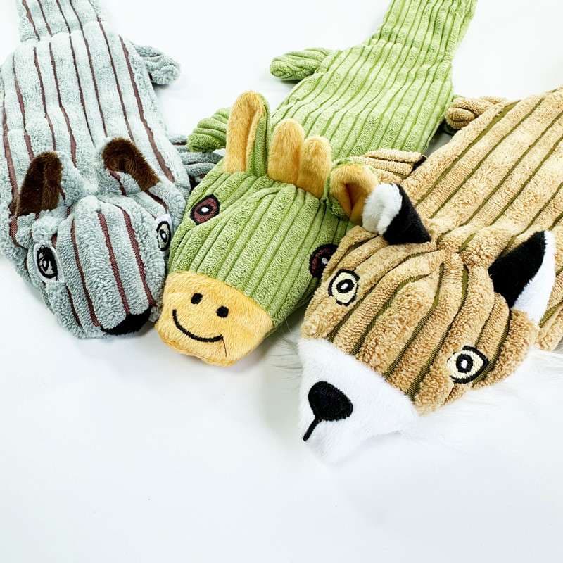 犬 おもちゃ ぬいぐるみ | コーデュロイ素材の細長い動物おもちゃ