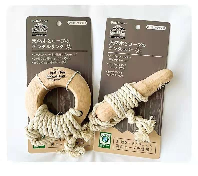 犬 おもちゃ ロープ | 天然木とロープの歯磨きおもちゃ
