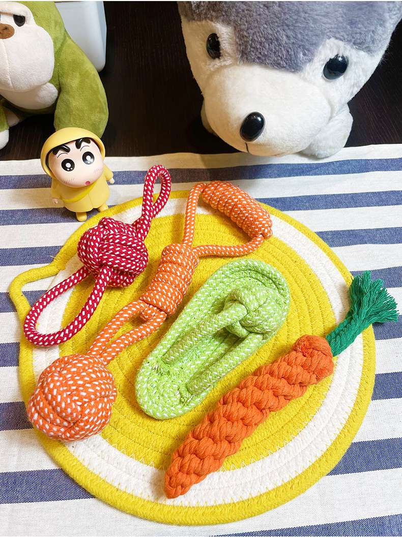 犬 おもちゃ ロープ | ペット用野菜ロープおもちゃセット