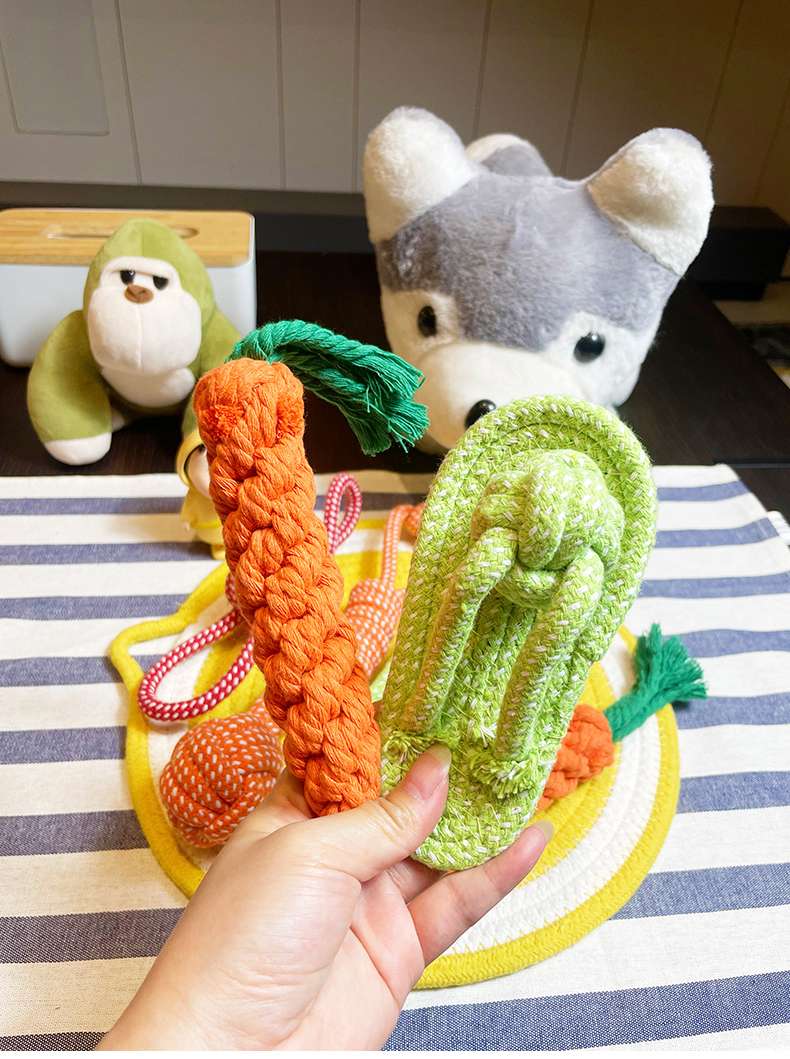 犬 おもちゃ ロープ | ペット用野菜ロープおもちゃセット