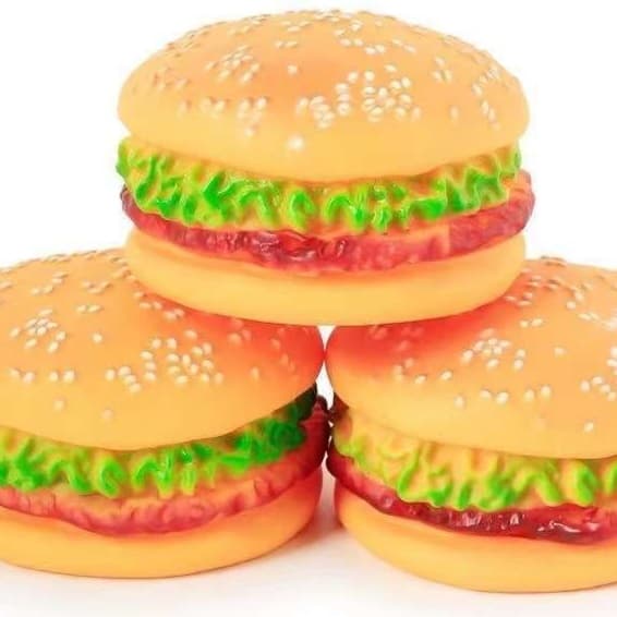 犬 おもちゃ | ハンバーガーデザインのゴム製おもちゃ