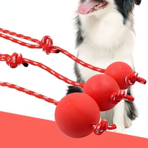 犬のおもちゃ 弾力紐付き耐久性ボール