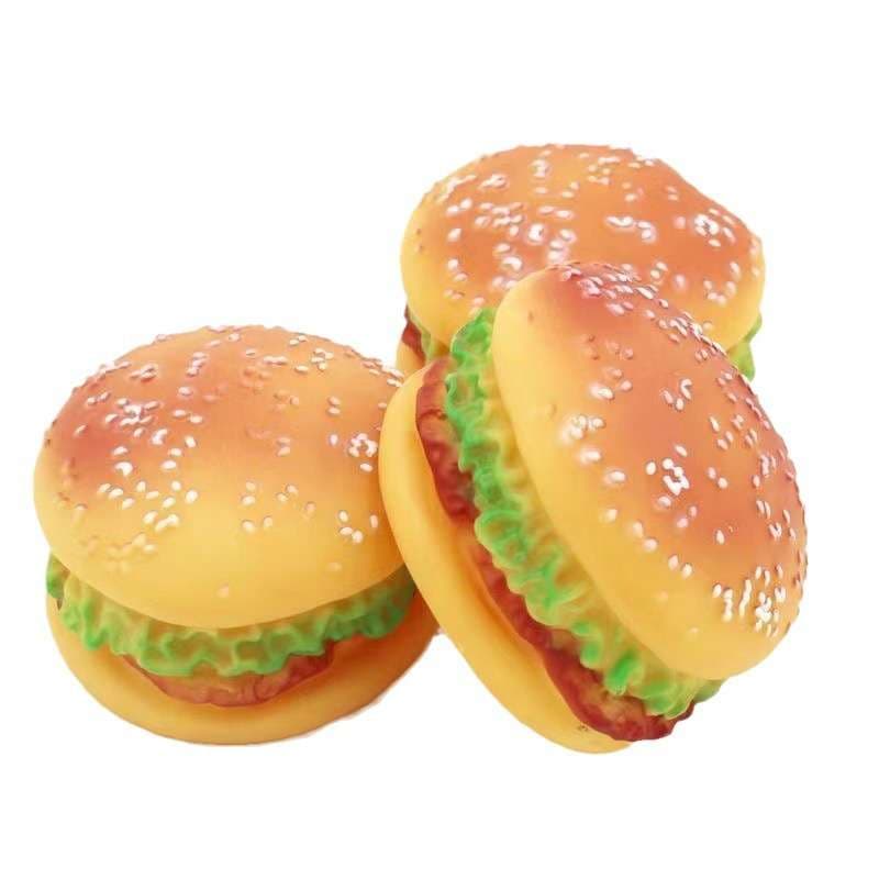 犬 おもちゃ | ハンバーガーデザインのゴム製おもちゃ