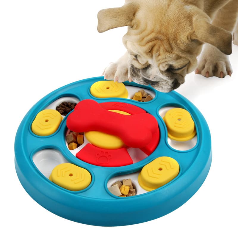 犬のおもちゃ 回転式おやつ探し知育パズル盤