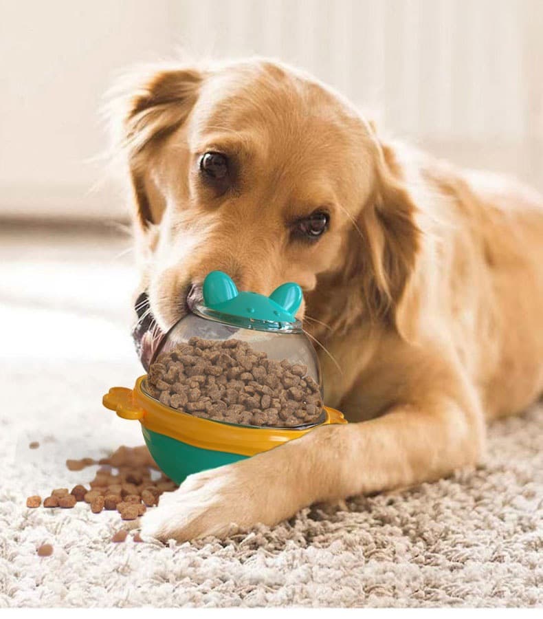 犬のおもちゃ 三百六十度回転式早食い防止知育餌入れ玩具